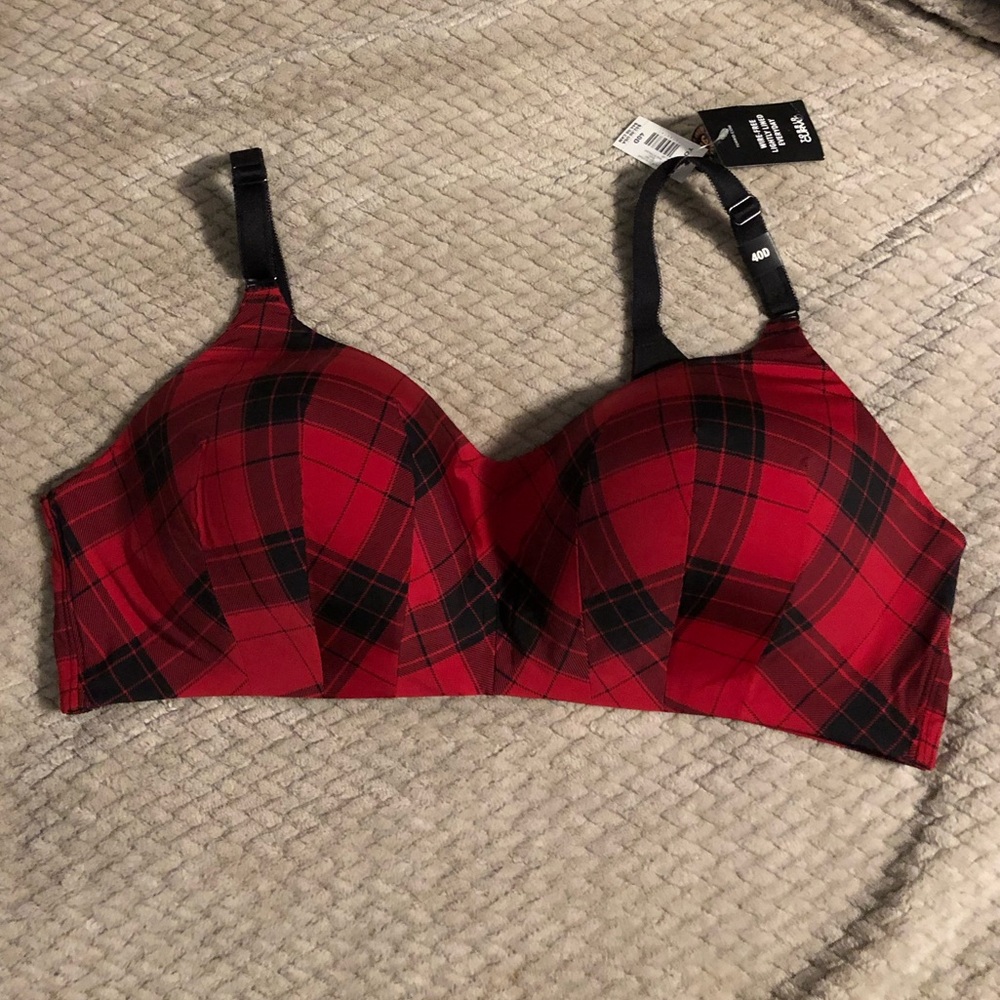 Torrid Wirefree bra, red plaid, Sz 40D, NWT